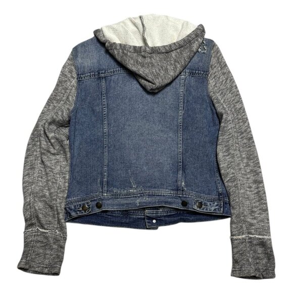 FREE PEOPLE Casual Denim Hoodie Shacket Jacket Womens Large - Picture 2 of 6